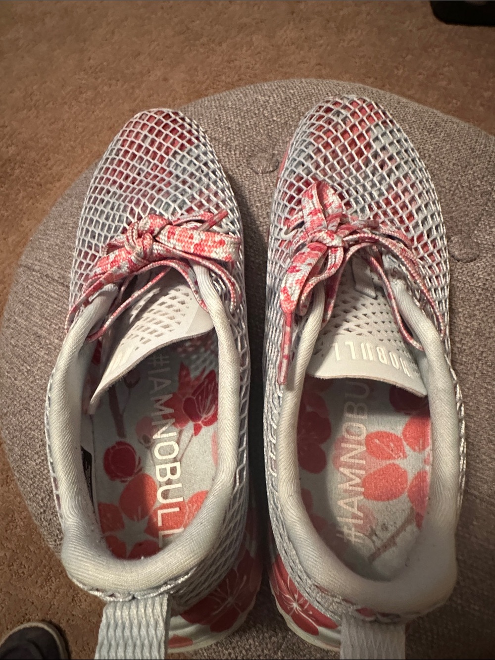 NOBULL Women's Coral & Light Gray Mesh Sneakers - Picture 2 of 3
